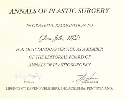Editor, Annals of Plastic Surgery