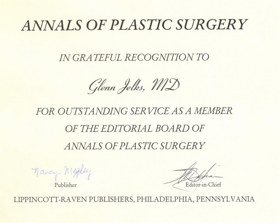 Honors: Annals of Plastic Surgery Editor
